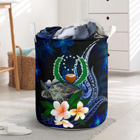 Pohnpei Micronesia Laundry Basket - Turtle With Plumeria Flowers One Style One Size One Style - Polynesian Pride