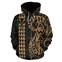 Hawaii Tattoo Zip up Hoodie Gold - Polynesian Pride