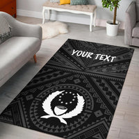Pohnpei Personalised Area Rug - Pohnpei Seal With Polynesian Tattoo Style ( Black) - Polynesian Pride