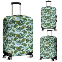 Tropical Flowers Monstera Leaf Luggage Cover White - Polynesian Pride