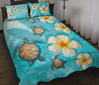 Hawaii Turtle Kanaka Plumeria Ocean Quilt Bed Set - Polynesian Pride