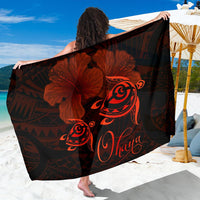 Hawaii Turtle Ohana Hibiscus Poly Sarong - Orange Sarong One size Orange - Polynesian Pride