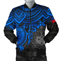 Samoa Polynesian Bomber Jacket (Men) - Blue Turtle Blue - Polynesian Pride