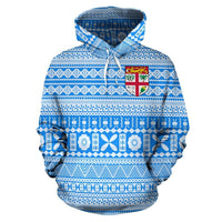 Fiji Tapa Blue Hoodie - Polynesian Pride