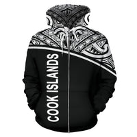 Cook Islands Polynesian Zip up Hoodie Curve Black - Polynesian Pride