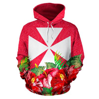 Wallis nd Futuna Polynesian Hoodie Flag Hibiscus - Polynesian Pride