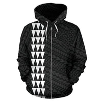 Polynesian Kakau Anchor Hibiscus Hawaii Zip Hoodie White - Polynesian Pride