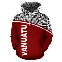 Vanuatu Polynesian Hoodie Red Curve - Polynesian Pride