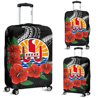 Tahiti Polynesian Luggage Covers - Hibiscus Coat of Arm Black BLACK - Polynesian Pride