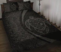 Hawaii Turtle Map Polynesian Quilt Bed Set - Gray - Circle Style - Polynesian Pride