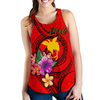 Papua New Guinea Polynesian Women's Racerback Tank - Floral With Seal Red - Polynesian Pride