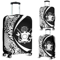 Cook Islands Polynesian Luggage Cover - Circle Style 02 Black - Polynesian Pride