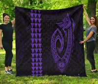 Hawaii Kakau Makau Fish Hook Polynesian Premium Quilt - Purple Purple - Polynesian Pride