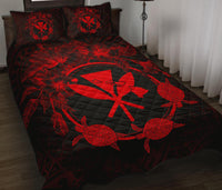 Hawaii Kanaka Turtle Hibiscus Polynesian Quilt Bed Set - Anthea Style Red - Polynesian Pride