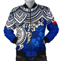 Tonga Polynesian Bomber Jacket (Men) - Blue Turtle Blue - Polynesian Pride
