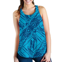 Polynesian Women Racerback Tank Top 8 Black-Cyan - Polynesian Pride