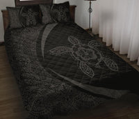 Hawaiian Polynesian Turtle Quilt Bed Set - Circle Style Grey - Polynesian Pride