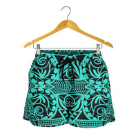Polynesian Kakau Turtle Turquoise Women's Short - Polynesian Pride