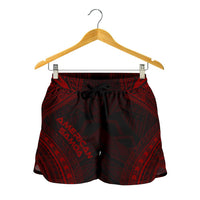 American Samoa Women's Shorts - Polynesian Chief Red Version Women Red - Polynesian Pride