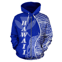 Polynesian Hawaii Zip up Hoodie Coconut Tree Blue - Polynesian Pride