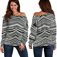 Polynesian Women's Off Shoulder Sweater 10 Black - Polynesian Pride