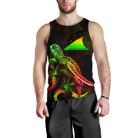 Tokelau Polynesian Men Tank Top - Turtle With Blooming Hibiscus Reggae - Polynesian Pride