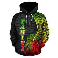 Tahiti Polynesian Zip up Hoodie Coconut Tree Reggae - Polynesian Pride