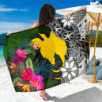 Papua New Guinea Sarong - Turtle Plumeria Banana Leaf Sarong One Size Black - Polynesian Pride