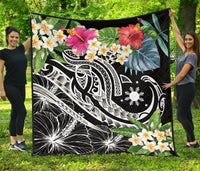 The Philippines Premium Quilt - Summer Plumeria (Black) - Polynesian Pride