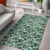 Tropical Flowers Monstera Leaf Rug Black - Polynesian Pride