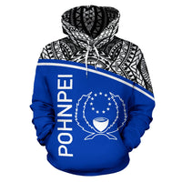 Pohnpei All Over Hoodie Micronesia Curve Blue Style - Polynesian Pride