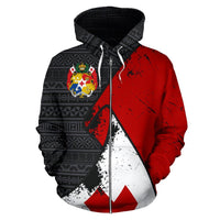 Tonga Zip Hoodie Tonga Coat of Arms Grunge Style Special A0 - Polynesian Pride
