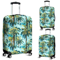 Tropical Palm Trees Blue Luggage Cover White - Polynesian Pride