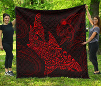 Polynesian Quilt - Polynesian Red Shark Warrior Tattoo Red - Polynesian Pride