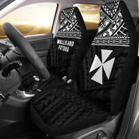 Wallis And Futuna Car Seat Covers - Wallis And Futuna White Coat Of Arms Polynesian Tattoo Universal Fit Black - Polynesian Pride