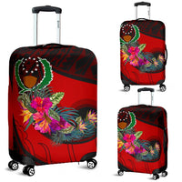 Pohnpei Luggage Covers - Polynesian Hook And Hibiscus (Red) - Polynesian Pride