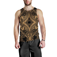 Polynesian Plumeria Mix Gold Black Hawaii Men's Tank Top Gold - Polynesian Pride
