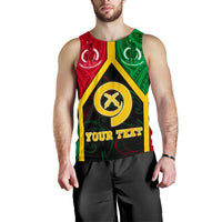 Polynesian Vanuatu Custom Personalised Men's Tank Top - Vanuatu Flag and Coat Of Arms - Polynesian Pride