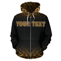 Northern Mariana Islands Polynesian All Over Custom Zip up Hoodie Gold Fog Version - Polynesian Pride