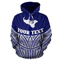 Tonga Polynesian Custom Hoodie Blue Pride Map nd Seal - Polynesian Pride