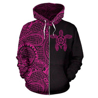 Turtle Hoodie Zip up Polynesian Half Style 02 - Polynesian Pride