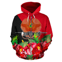 Papua New Guinea Polynesian Zip Hoodie Flag Hibiscus - Polynesian Pride
