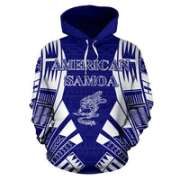 American Samoa All Over Hoodie Tattoo Blue Version - Polynesian Pride
