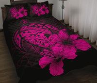 Hawaiian Map Turtle Hibiscus Polynesian Quilt Bedding Set - Pink - Polynesian Pride
