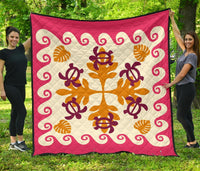 Hawaiian Turtle Pattern Premium Quilt - Pink - Argu Style - AH Pink - Polynesian Pride