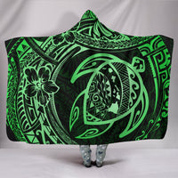 Hawaii Turtle Polynesian Green Hooded Blanket Hooded Blanket Green - Polynesian Pride