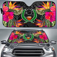 Pohnpei Auto Sun Shades - Hibiscus Pattern Auto Sun Shade Universal Fit Black - Polynesian Pride