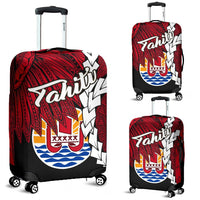 Tahiti Polynesian Luggage Covers - Tribal Wave Tattoo Flag Style Black - Polynesian Pride