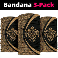 Hawaiian Bandana Turtle Map Polynesian Bandana 3-Pack - Circle Style Gold - Polynesian Pride