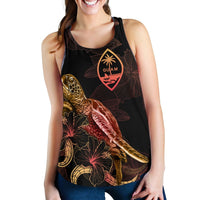 Guam Polynesian Women Tank Top - Turtle With Blooming Hibiscus Gold - Polynesian Pride